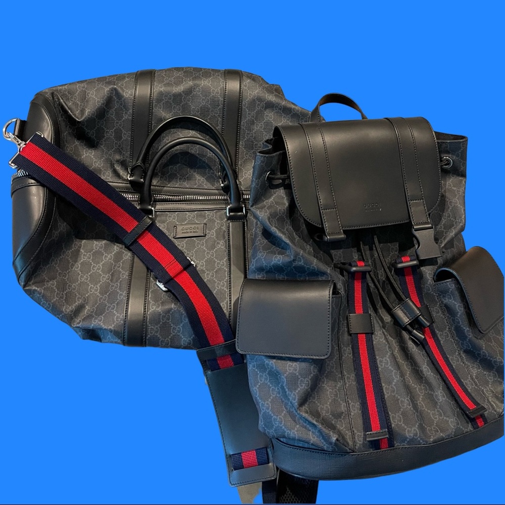 100% AUTHENTIC GUCCI GG SUPREME BACKPACK & LARGE DUFFLE